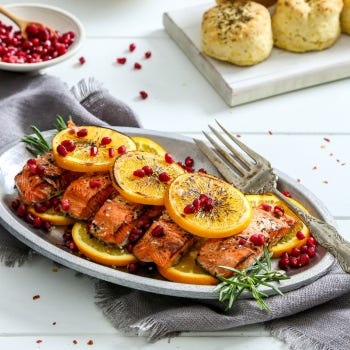 Ginger Orange Salmon with Pomegranate Seeds