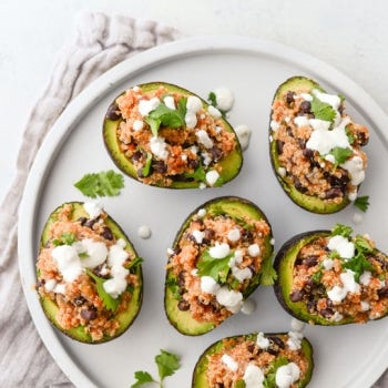 Southwestern Stuffed Avocados with Lime-Cilantro Crema