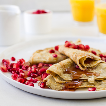 Orange Rosemary Crepes with Pomegranate Syrup