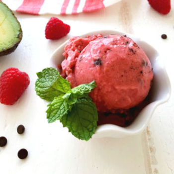 Raspberry Avocado Sorbet with Vanilla Beans