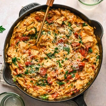 One-Pan Tuscan Chicken Orzo 