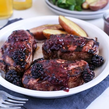 Balsamic Blackberry Glazed Grilled Pork Chops