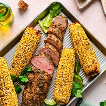 Cilantro Lime Sheet Pan Pork Loin and Sweet Corn