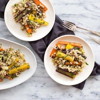 Farro Salad with Thyme-Roasted Carrots and Maple-Ginger Dressing