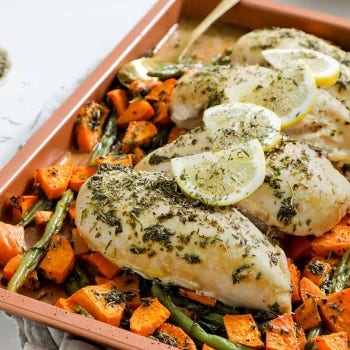 Herbes de Provence Sheet Pan Chicken and Sweet Potatoes