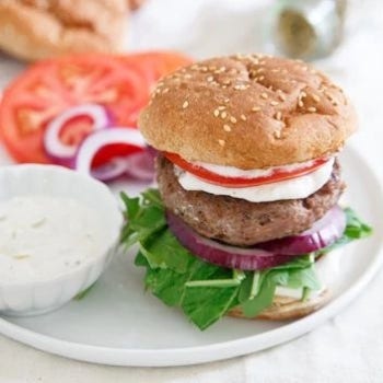 Lamb Burgers with Rosemary Yogurt Sauce