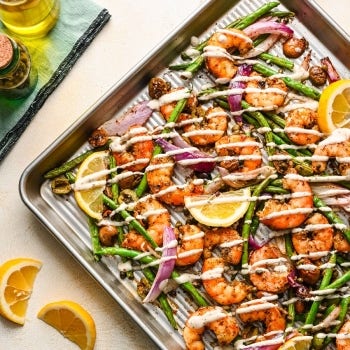 Mediterranean Lemon Sheet Pan Shrimp and Vegetables