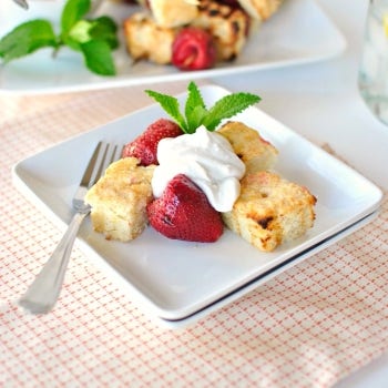 Grilled Lemon Strawberry Shortcake Kabobs with Coconut Cream