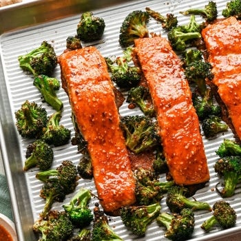 Umami Ginger Sheet Pan Salmon and Broccoli