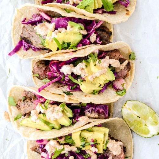Steak Tacos and Grilled Slaw Steak Tacos and Grilled Slaw