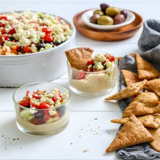 7-Layer Mediterranean Dip with Pita Chips