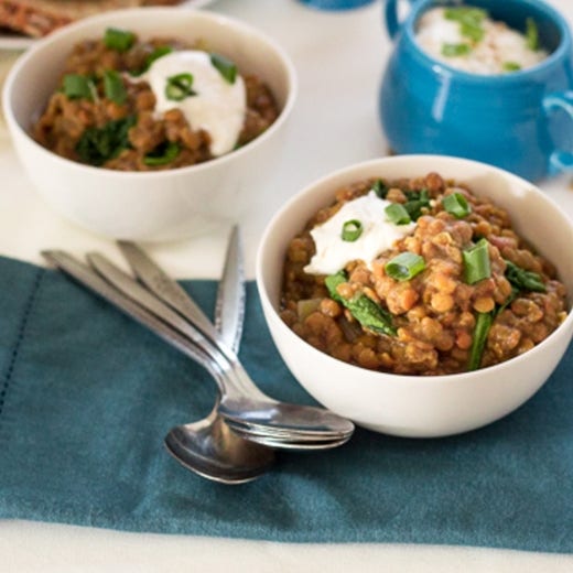 Garam Masala Lentil Soup with Coriander Yogurt