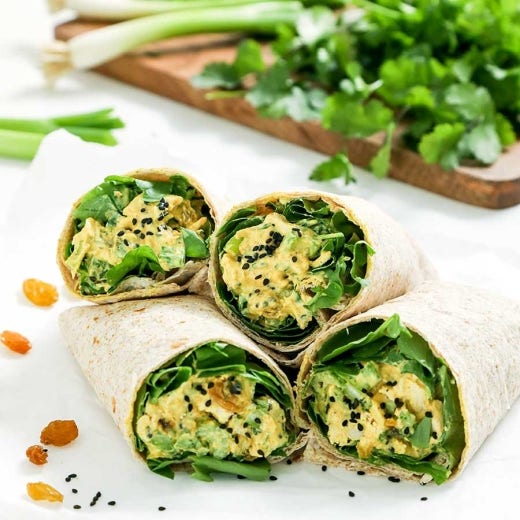 Lightened-Up Curried Chicken Salad Wraps