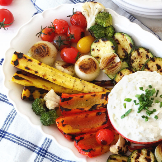 Grilled Vegetables with Onion Chive Dip