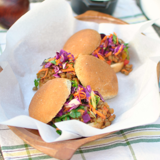 Lentil Sloppy Joes with Cilantro Cabbage Slaw