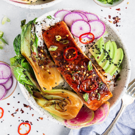 Ginger, Honey and Tamari Glazed Salmon Buddha Bowls