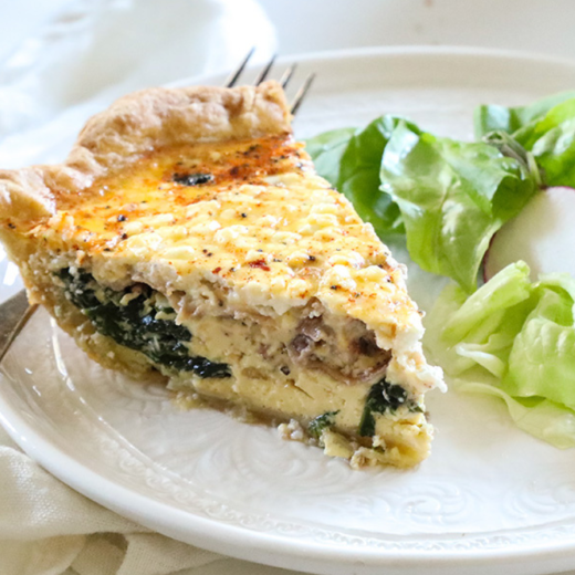 Spinach Prosciutto Quiche with Goat Cheese