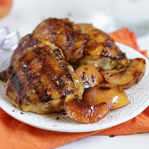 Maple and Bourbon Glazed Grilled Chicken With Peaches Maple and Bourbon Glazed Grilled Chicken With Peaches