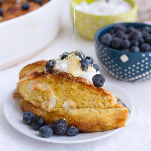 Honey and Cardamom Baked French Toast with Vanilla Bean Coconut Cream