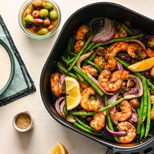 Air Fryer Mediterranean Lemon Shrimp and Vegetables Air Fryer Mediterranean Lemon Shrimp and Vegetables