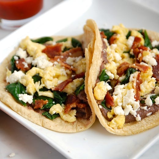 Breakfast Tacos with Refried Black Beans