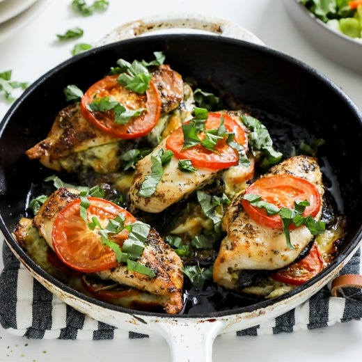 Caprese Stuffed Chicken Breasts with Balsamic Pesto Sauce