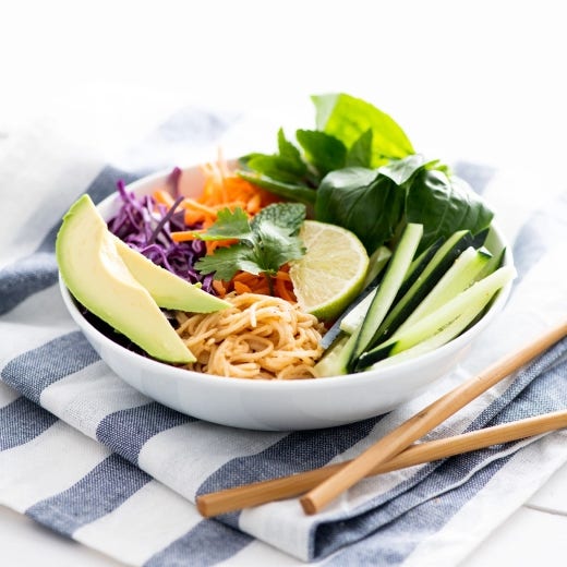 Fresh Spring Roll Bowl with Ginger-Peanut Sauce Fresh Spring Roll Bowl with Ginger-Peanut Sauce