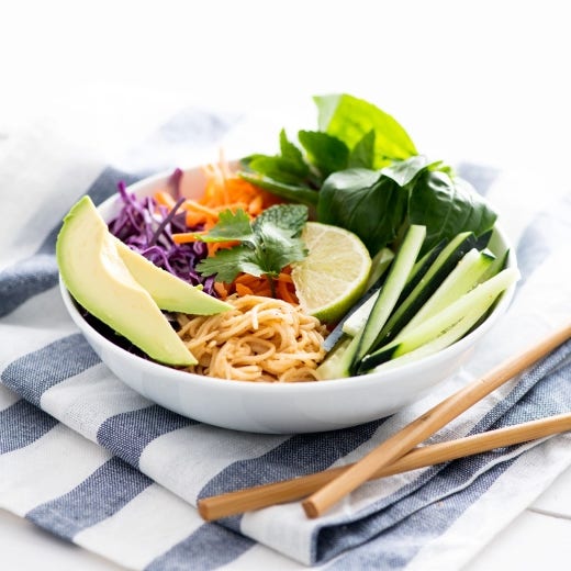 Fresh Spring Roll Bowl with Ginger-Peanut Sauce | Simply Organic