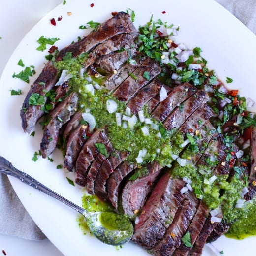 The Best Smoked Flank Steak (with Chimichurri Sauce!)