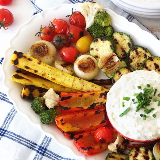 Grilled Vegetables with Onion Chive Dip Grilled Vegetables with Onion Chive Dip