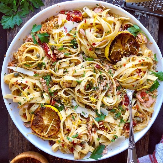 Spicy Tuna Pasta with Oregano and Crushed Red Pepper Flakes