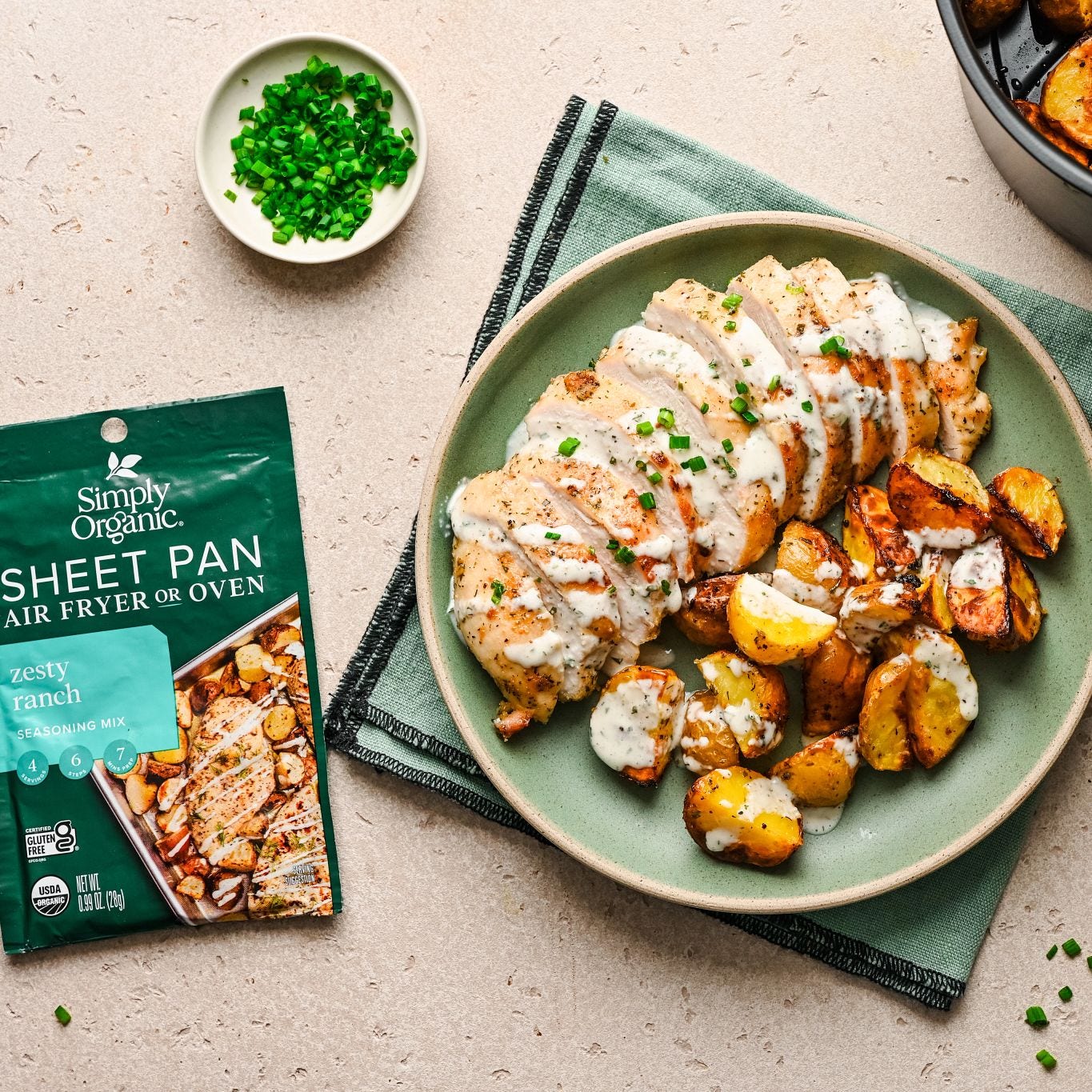 Air Fryer Zesty Ranch Chicken & Potatoes
