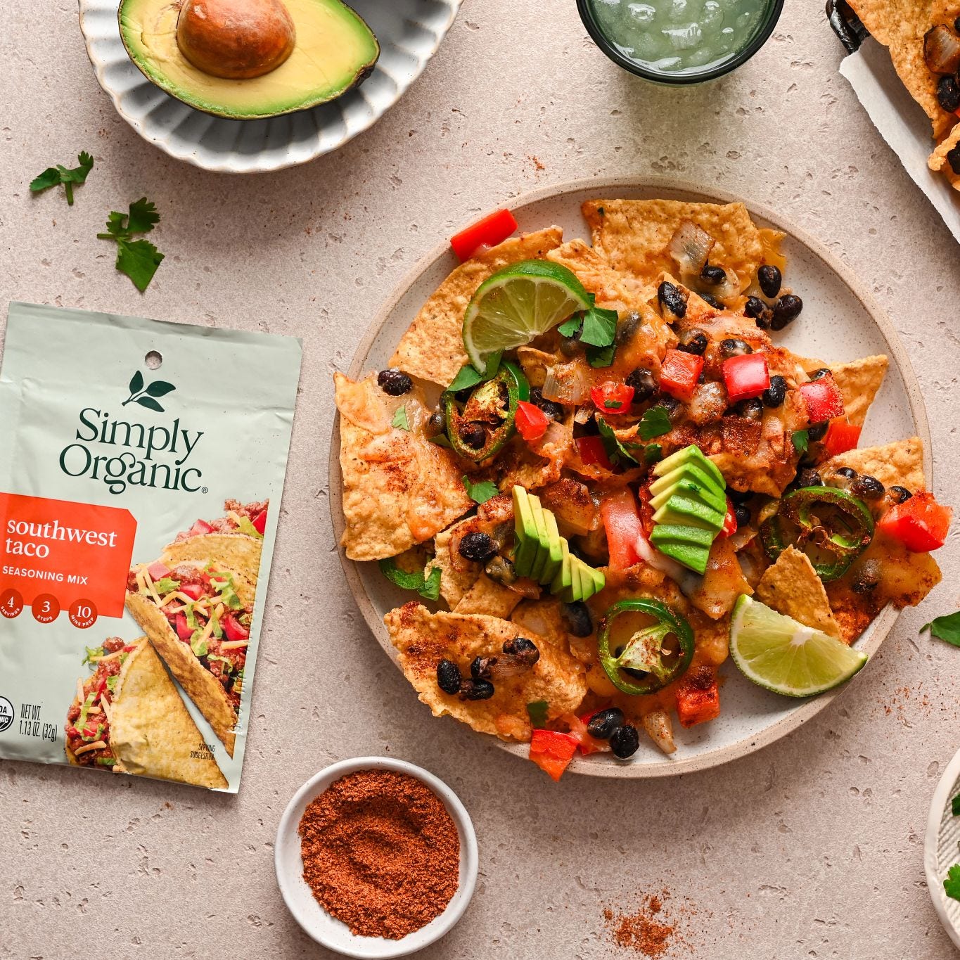 Vegetarian Nachos with Southwest Black Beans & Avocado