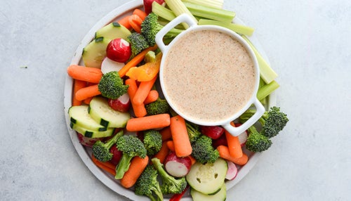 photo of veggie tray with dip 