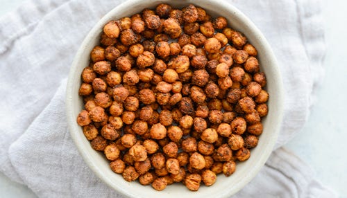 Photo of bowl of crunchy spiced chickpeas